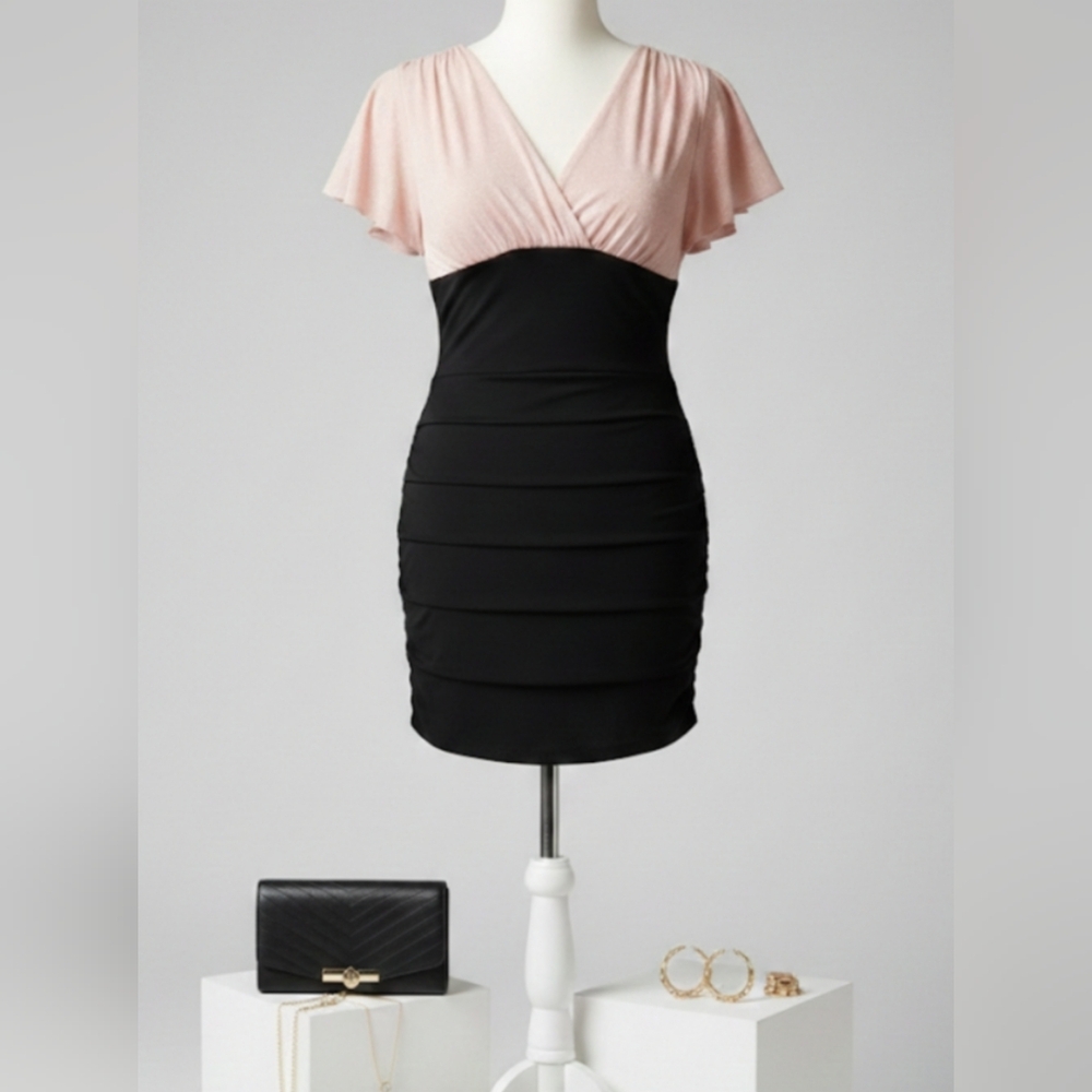 Enfocus Studio Glittering Pink and Black Mini Dress